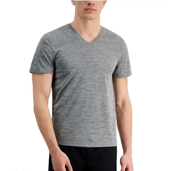 New Id Ideology Birdseye Mesh V-Neck T-Shirt Color Stormy Heather L - Picture 4 of 7